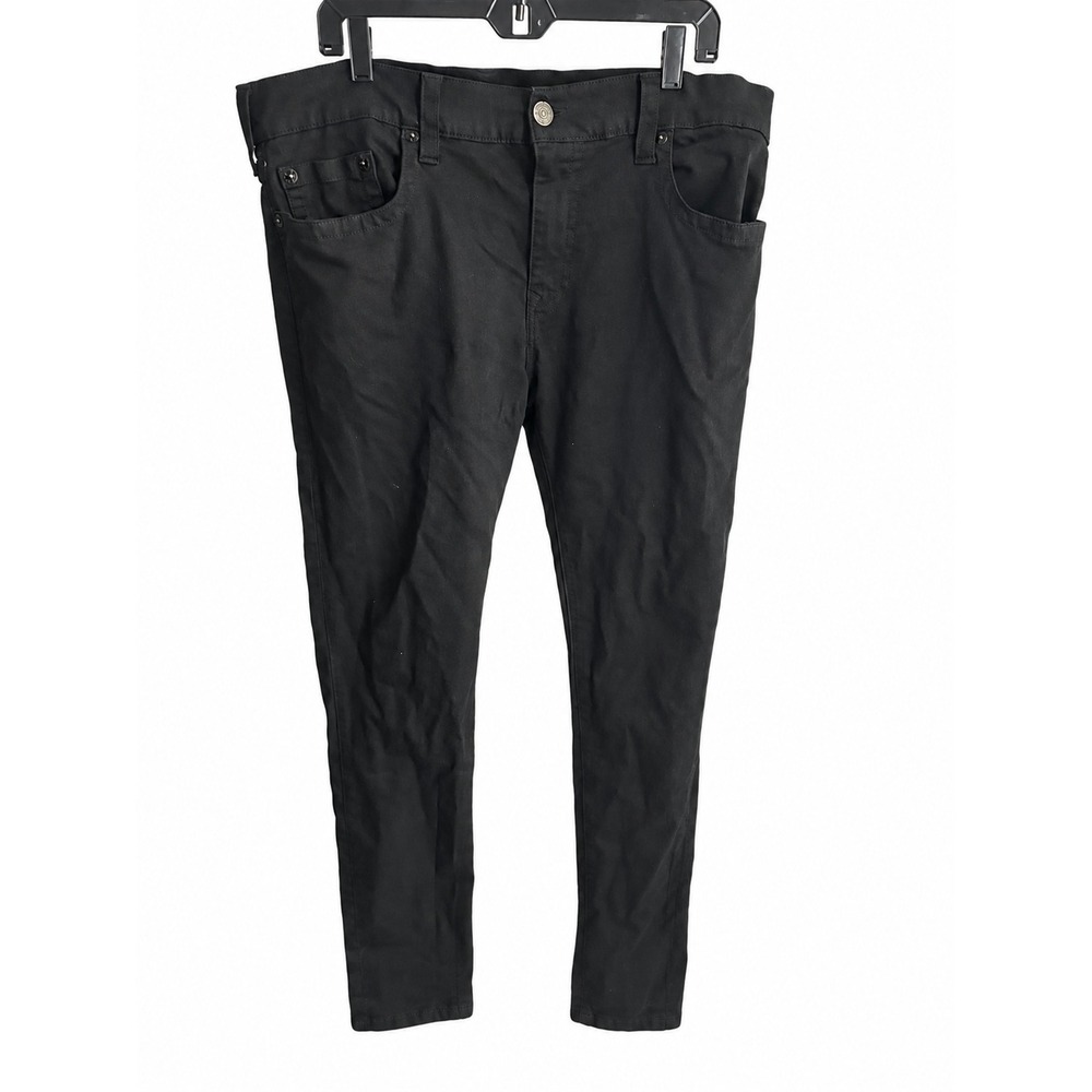True Religion Rocco Relaxed Skinny Mens 40x33 Black Modal Stretch Tonal Stitch